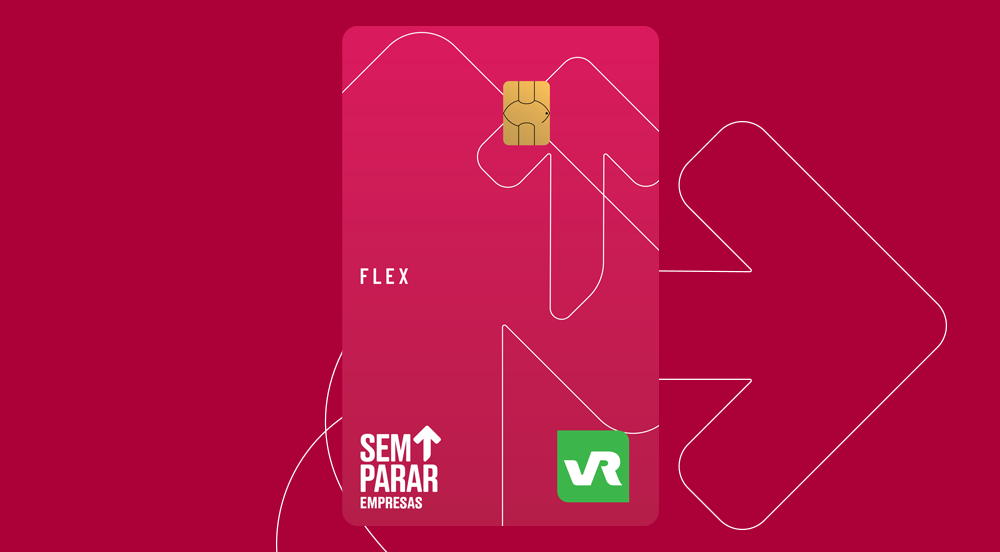 Cartão Flex em destaque: o vale-refeição e alimentação da Sem Parar Empresas em um fundo avermelhado